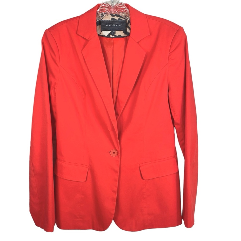 EUC  YESSICA CITY  Orange One Button Blazer  Size 40 (see measurements)